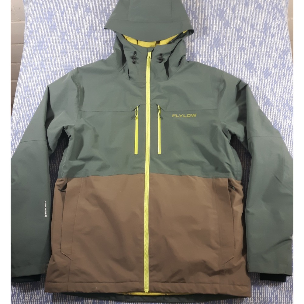 Flylow Roswell Winter Jacket Ski Snowboard Green Olive Mens Small Hooded Outdoor